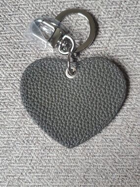 Dress Up Your Purse Grey Togo Leather Heart Bag Charm Keychain